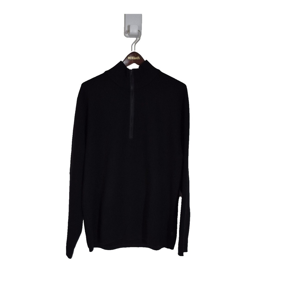Vtg Banana Republic Sweater Mens XL Black X-Fine Merino Wool‎ 1/4 Zip  2000s